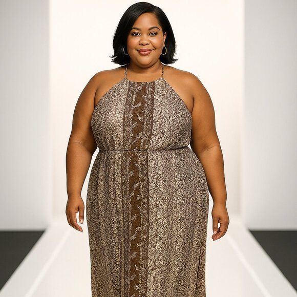 Plus size Animal print Halter Maxi dress - Picture 1 of 9